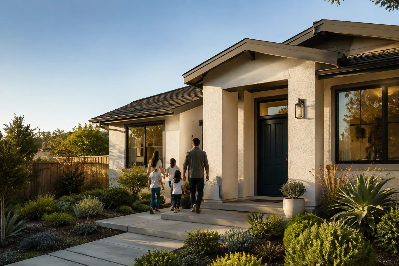 A California home in the evening light